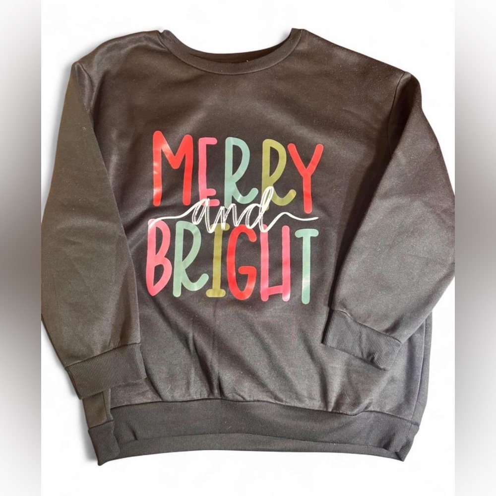 Merry and Bright Graphic Sweatshirt - Black